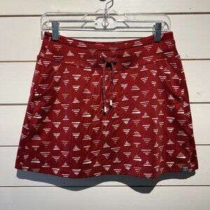 Title Nine Breakthrough Skort Mikado Geometric Print Small Rust Pull On Pockets